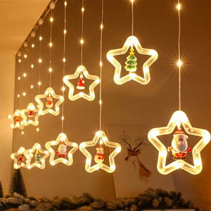 Cross border New Product Christmas Light String Santa Claus Cartoon Shaped Curtain Light LED Colorful Light Room Window Decoration