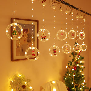 Cross border New Product Christmas Light String Santa Claus Cartoon Shaped Curtain Light LED Colorful Light Room Window Decoration