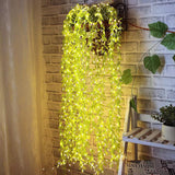 Green leaves, rattan strips, copper wire curtains, ivy wicker string lights, hanging plants, fake leaves, balcony walls, decorative light strings